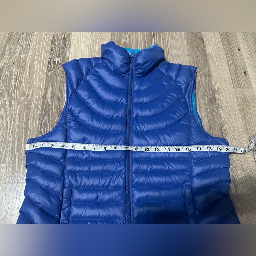 Bernardo Goose Down Puffer Vest Large Aqua & Royal Blue Lightweight Warm Zip Up - Picture 4 of 7